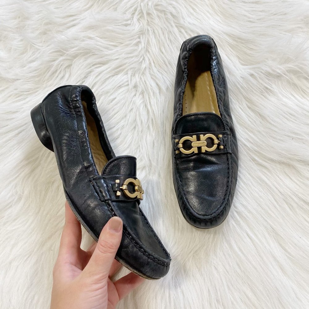 SALVATORE FERRAGAMO Sport Leather Loafer Flats